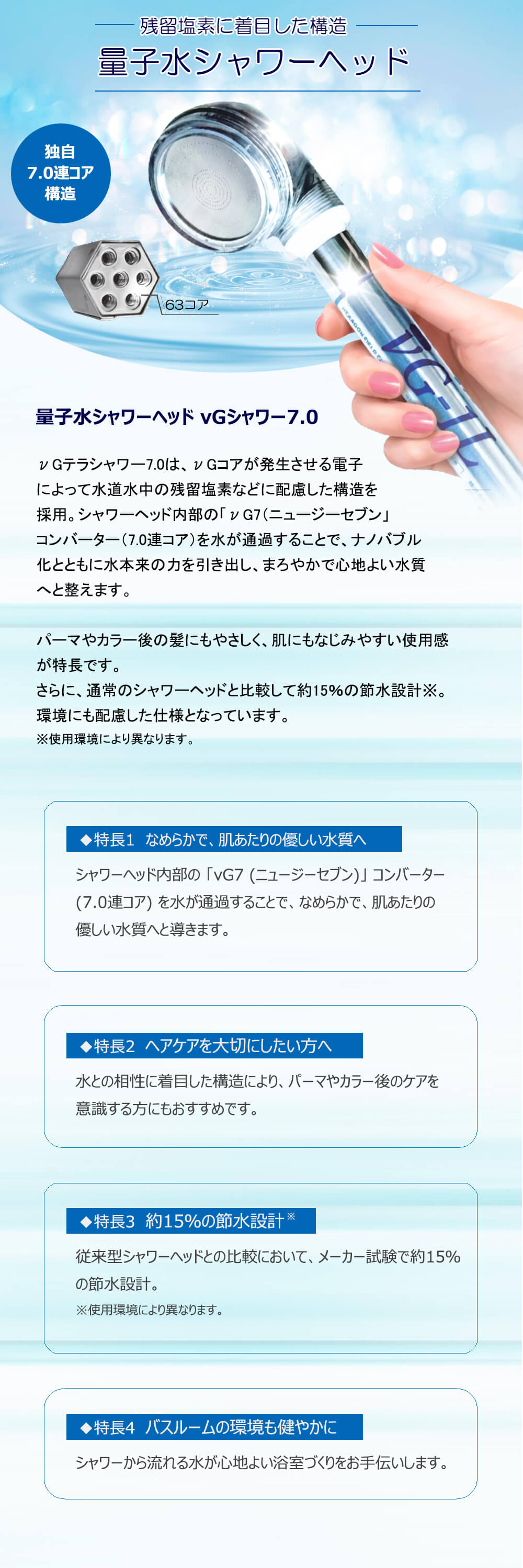 vGテラシャワー 7.0 量子水シャワーヘッド